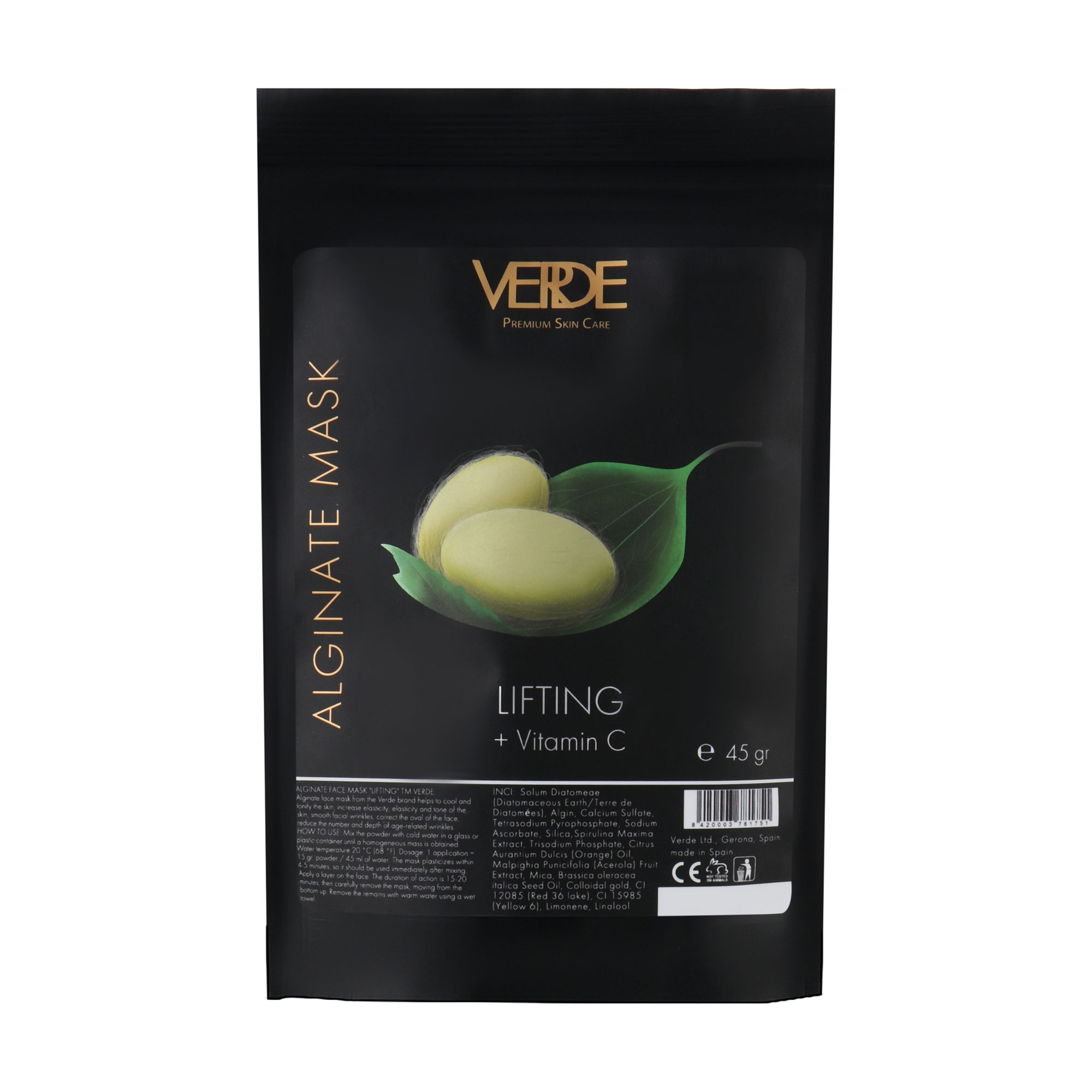 Уцінка! Альгінатна маска для обличчя Verde Lifting + Vitamin C Alginate Mask, 45 г